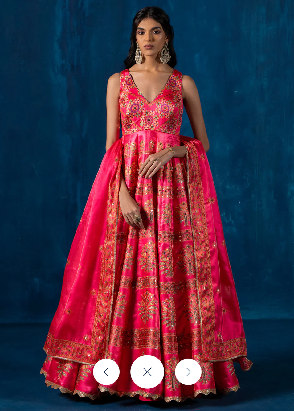 Hot Pink Multicolor Embroidered Anarkali Lashkaraa Small